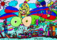 儿童画作品欣赏:水彩画蜻蜓飞机