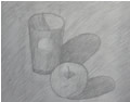 蔡承熹的素描画杯子和苹果