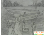 甘比亚儿童画画大全渔家生活
