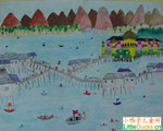 汶莱儿童绘画作品汶莱水村