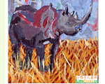 南非儿童绘画作品在草原上的犀牛