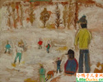 日本儿童绘画作品雪中游戏