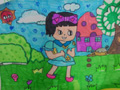 儿童绘画作品公园里的小女孩