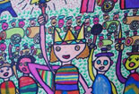 儿童绘画作品家园守卫战创意水彩笔画作品