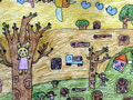 儿童绘画作品《被破坏的森林》