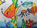 儿童绘画作品快乐的海