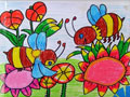 儿童绘画作品采蜜的小蜜蜂