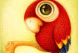 简单小鸟的彩色铅笔画-可爱的小鹦鹉