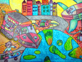 儿童科幻画图片大全:环保的水陆两栖车