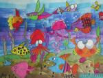 小学生水粉画作品海底世界
