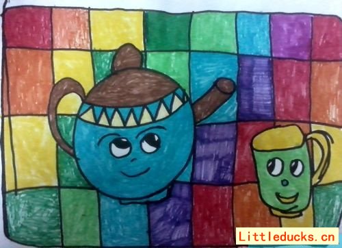 儿童绘画图片彩茶壶