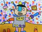 小学生科幻画作品做家务的机器人