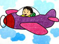 儿童绘画作品飞机天上飞